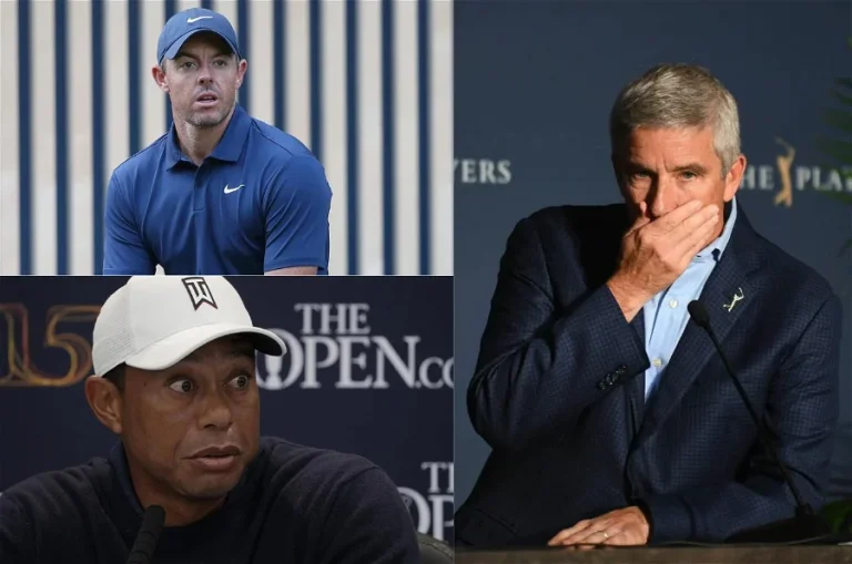 Rory-McIlroy and Tiger-Woods-and-Jay-Monahan